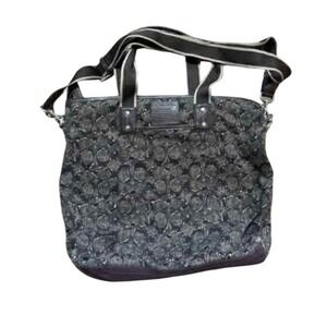 COACH Vintage Tote Bag Heritage Web Canvas Printed Web Print Olive khaki